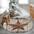 thumbnail image 3 of Round Rug 4Ft Washable Non-Slip, Texas Star Vintage Circle Area Rugs for Living Room Bedroom, Brown Beige Wooden Retro Art Indoor Floor Mats Carpet Runner for Home Decor Aesthetic, 3 of 8