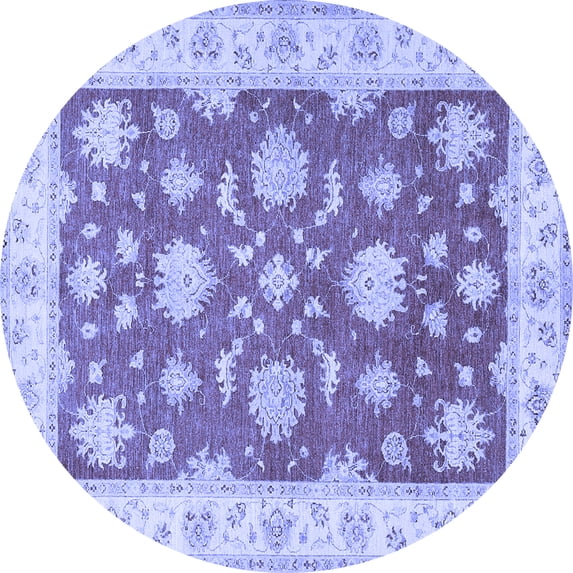 Ahgly Company Indoor Round Oriental Blue Traditional Area Rugs, 7' Round