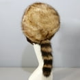thumbnail image 6 of Hariumiu Hat Winter Hat Faux Fur Raccoon Tail Russian Round Flat Top Ear Thickened Autumn Winter Thermal Women Cap for Camping, 6 of 8