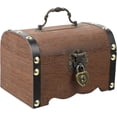 thumbnail image 3 of Retro Cofre Del Tesoro De Madera Caja de Almacenamiento de Dinero Alcancía Caja de Almacenamiento con Cerradura y Llave de Regalo para Niños adultos, 3 of 7