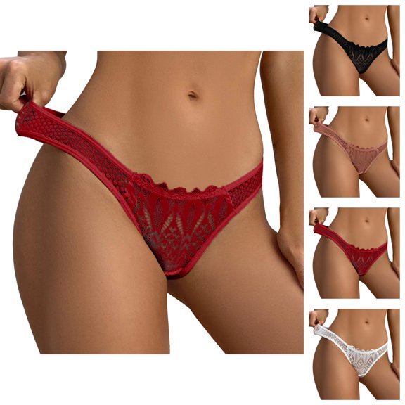 Women's Sexy Lace Underpants Women's Transparent Mesh Hook Briefs Breathable Low Waist Seamless Underpants