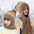 thumbnail image 4 of Winter Beanie Hat Women Slouchy Knit Warm Wool Scarf Integrated Pullover Cute Parent Child Knitted Cap, 4 of 6