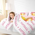 thumbnail image 4 of Manfei Pink Coquette Bowknot 7pcs Queen Bedding,Softball Ball Games Bedding Comforter Set Queen,Pink Reversible, 4 of 7