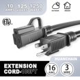 thumbnail image 4 of HUANCHAIN Rallonge Noire Intérieure Extérieure 100 Pi Étanche, Calibre 16/3 Flexible Résistant au Froid pour Appareil, 10A 1250W 16AWG, 4 of 9