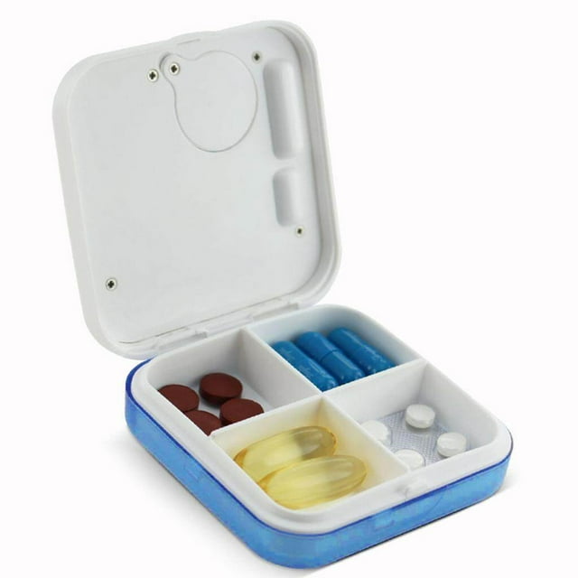 Langgg Electronic Pill Reminder with Timer Tablet Storage 5 Alarms Medication Container Travel Read Light 4 Grid