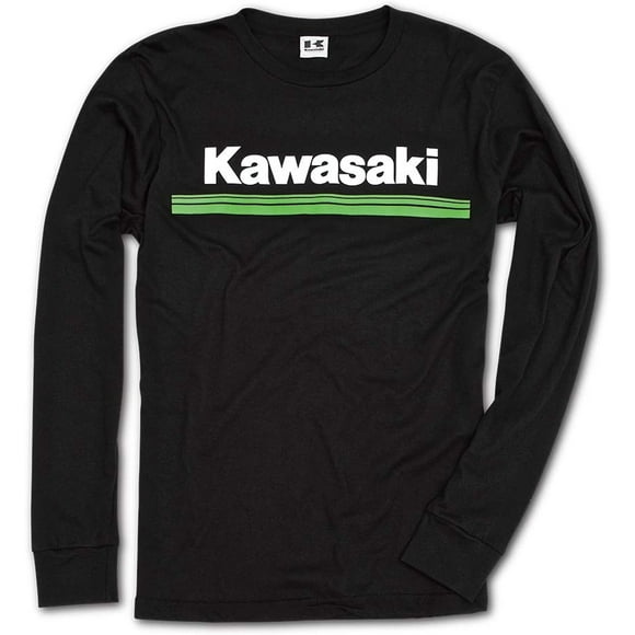 Kawasaki 3 Lignes Vertes T-Shirt à Manches Longues Noir