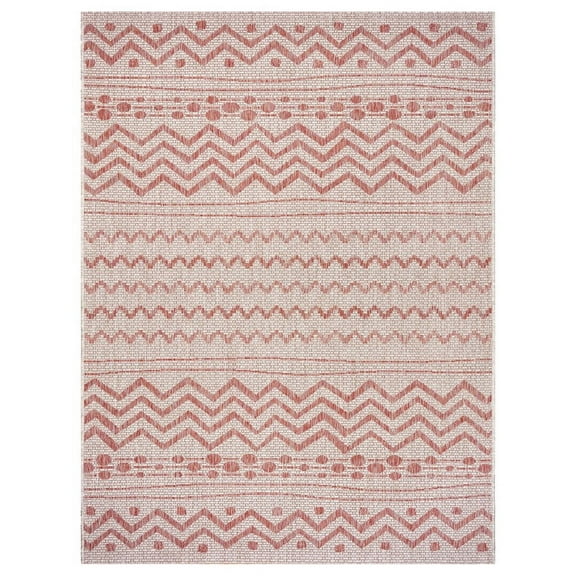 8’ x 10’ Red Zigzag Indoor Outdoor Area Rug