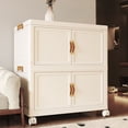 thumbnail image 3 of Caja de almacenamiento, armario de almacenamiento de doble puerta, armario de plástico plegable, caja de almacenamiento de ropa de estilo crema, armario para dormitorio de casa, 3 of 6