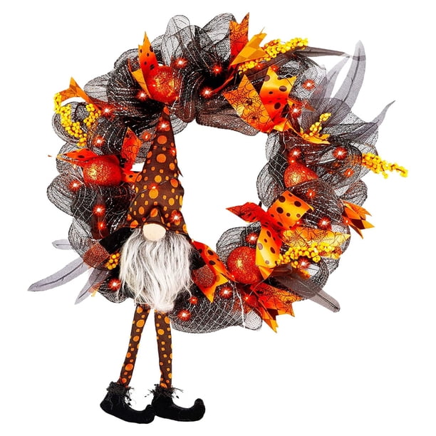 Nueva corona de Halloween para colgar en la puerta, corona con muñeco enano, colgante decorativo