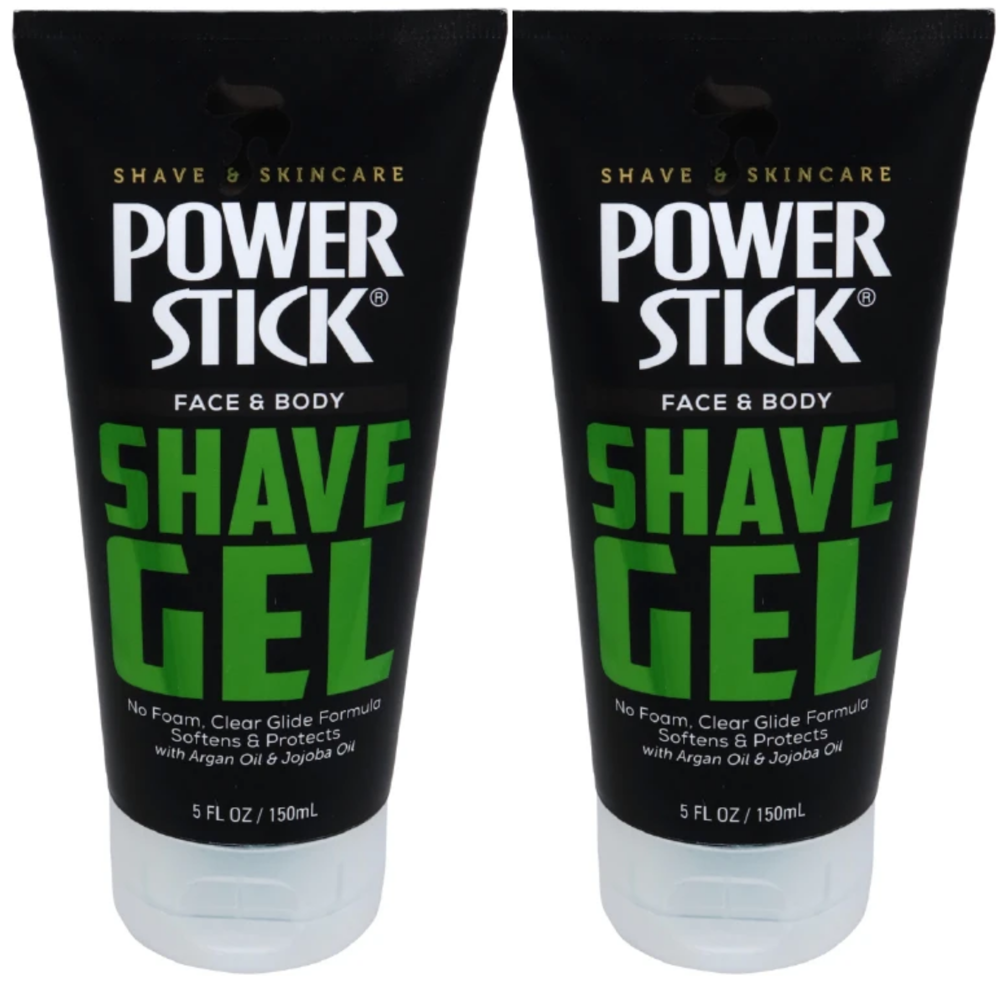 2 Pack Power Stick Face and Body Shave Gel with Argan Oil & Jojoba Oil