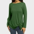 thumbnail image 2 of Women's T-Shirts Long Sleeve Womens Fall Tops Loose Cotton Blend Wearing Daily Cute Tee Shirts Green 2XL, 2 of 9