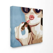 Stupell Industries Fashion Designer Lips Kiss Blue Painting Canvas Wall Art by Marcus Prime