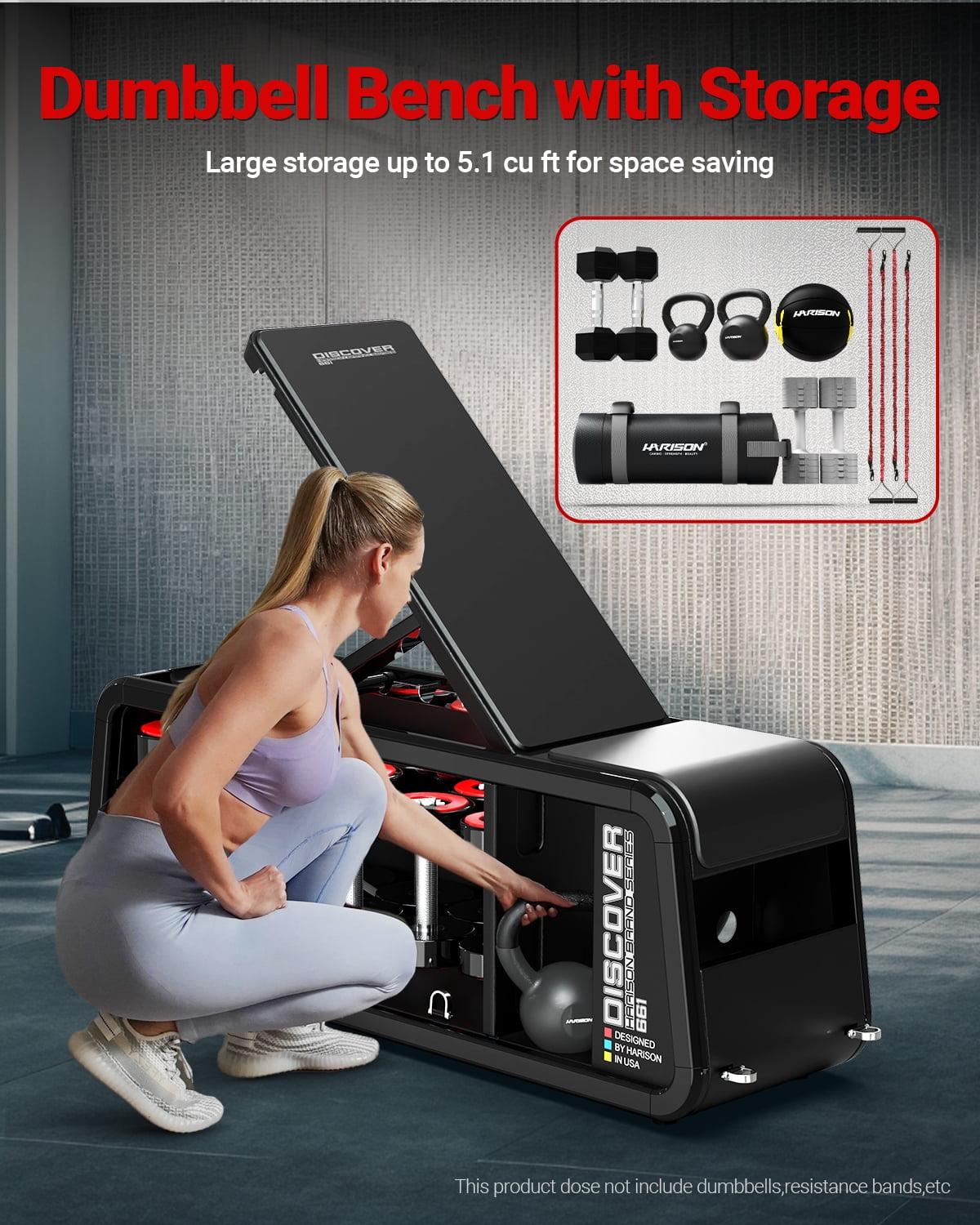 HARISON Muiti-Function Dumbbell Bench For Home Gym With 1200LBS Capacity, Adjustable Weight Bench (Dumbbells Not Included)