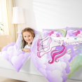 thumbnail image 4 of Manfei Pink Cartoon Unicorn Queen Comforter Set,Purple Castle Silhouette Bedding Sets,Cute Rainbow Striped Bedding Comforter Set For Girls Teens,Microfiber Bedroom Decor Reversible,3 Pieces, 4 of 8