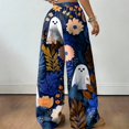 thumbnail image 5 of Hearthz Flannel Pajamas Ghost Jack-O Bat Print Women Pajamas Fleece Pajama Pants Drawstring Elastic Waist Wide Leg Womens Pajama Pants, 5 of 5