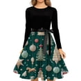 thumbnail image 5 of Christmas Dresses for Women Women's Fashionable And Elegant Autmn And Winter Long-sleeved Round Neck Christmas Print Dress for Holiday Party,Dark Green,L, 5 of 5