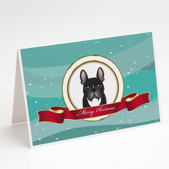 French Bulldog Merry Christmas Greeting Cards and Envelopes Pack of 8