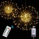 thumbnail image 1 of Cadena de luces LED, 8 modos regulables con control remoto, luces colgantes Starburst con pilas con 80 LED, IP65 impermeable, luces decorativas de alambre de cobre para fiestas (blanco cálido), 1 of 5