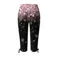 thumbnail image 5 of Mrat Womens Printing Elastic Loose Capris Pants Trousers Yoga Capris Sports Running Cropped Pants Straight Stretchy Cropped Trouser Pink_AA M, 5 of 5