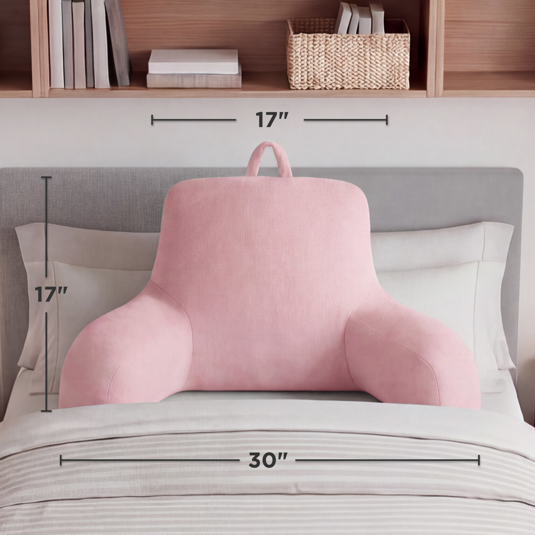 The Sheet Lab Plush Backrest Pillow, Pink, 30" x 17" x 17"