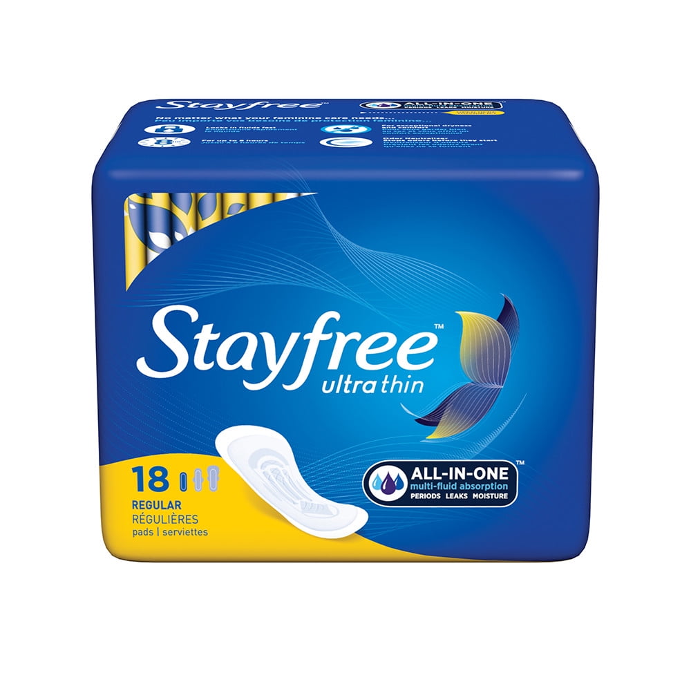 Stayfree Unscented Regular Ultra Thin Pads, 18 Count