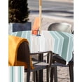 thumbnail image 5 of nqOlkjepod Teal Aqua Stripes Outdoor Tablecloth with Umbrella Hole & Zipper, Minimalist Abstract Vertical Lines Square Table Cover 60x60 Inch, Dining Waterproof Table Cloth Protector for Patio/Party, 5 of 7