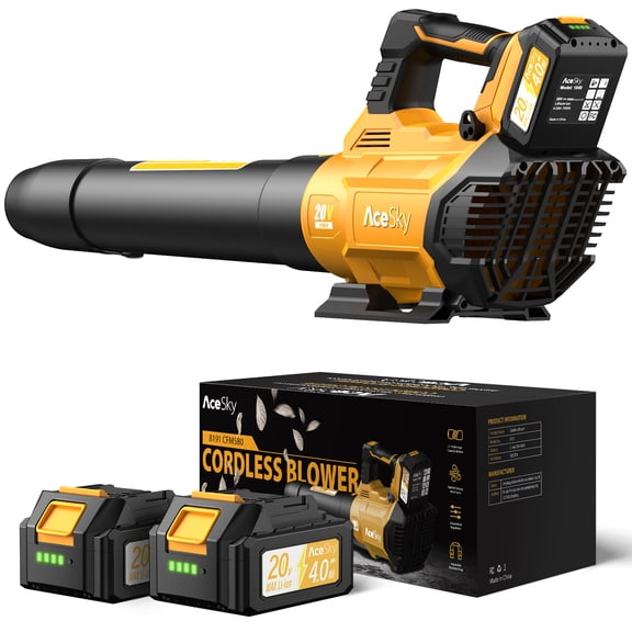 Fitfort Cordless Leaf Blower, Battery Powered, 580CFM 160MPH, 3 Speed Levels, 2 x 4.0Ah Batteries, Extension Nozzle for Lawn Care