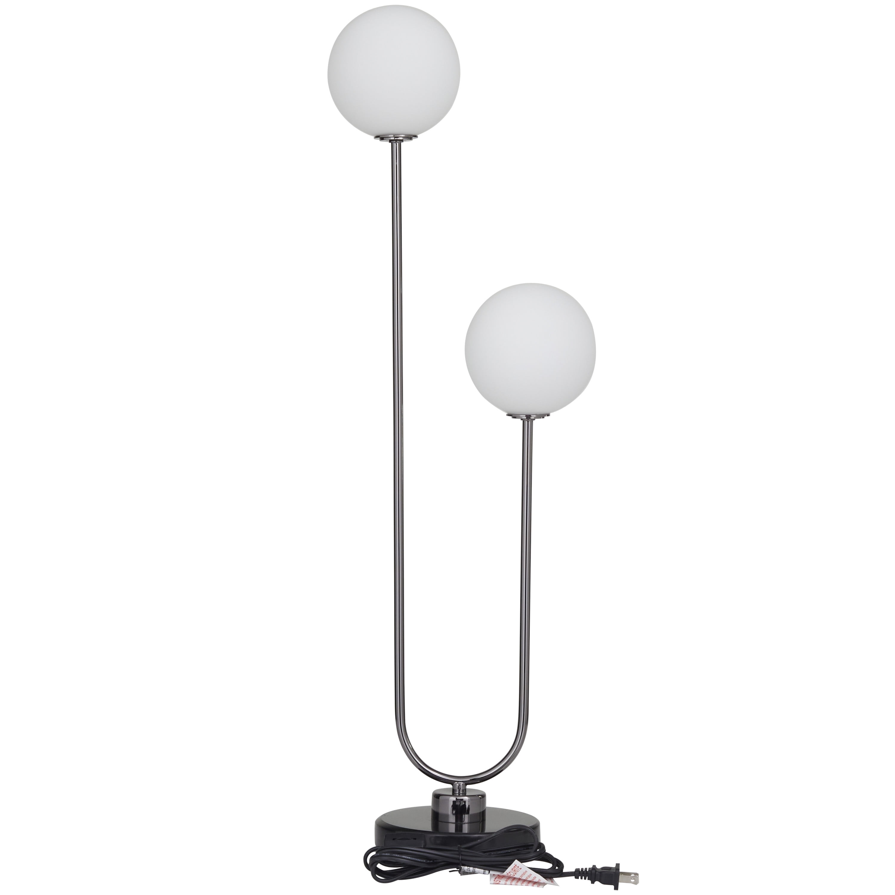 DecMode 31" 2 Light Orb Silver Table Lamp with White Glass Shade