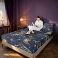 thumbnail image 3 of Homewish Cosmos Sun Moon Queen Sheets, Galaxy Star Cloud Queen Sheet Sets, 4 Pieces, 1 Flat Sheet, 1 Fitted Sheet and 2 Pillowcases, 3 of 6