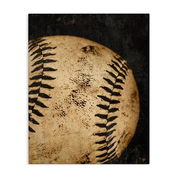 Stupell Industries Vintage Baseball Close Up Sports & Sports Teams Painting Wrapped Canvas Canvas Art Print Wall Art, 16 x 20
