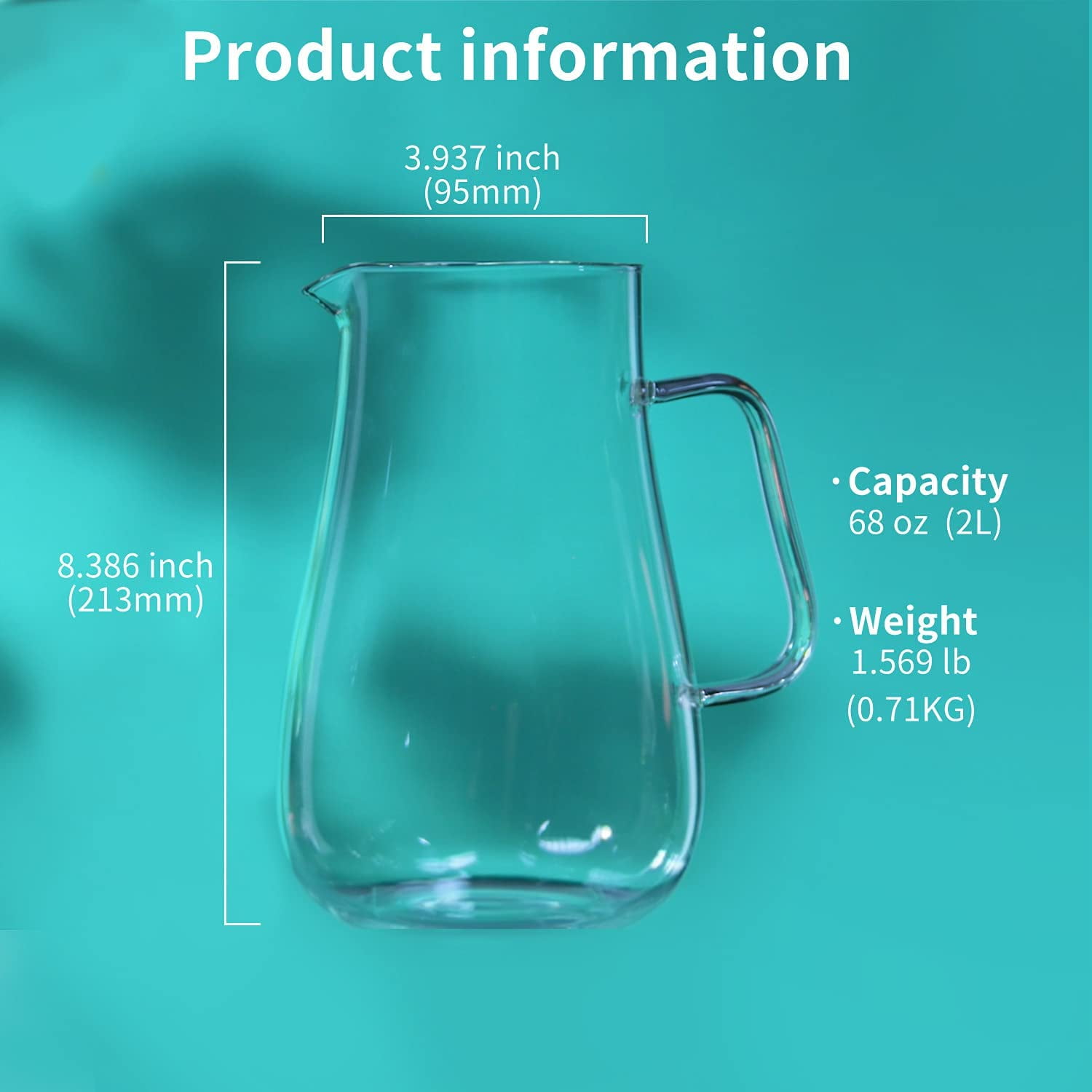  Glass Pitcher, veecom 105 Oz Large Pitcher with Lid
