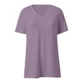 thumbnail image 4 of Gaexia Women's Casual Short Sleeve Pocket Tee Crew Neck Basic Top For Everyday Wear Stylish Comfort Solid (Purple,S), 4 of 5