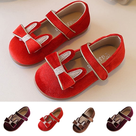 Toddler Little Girl Mary Jane Dress Shoes Ballet Flats for Girl Party Shoes Bowknot Princess Shoes Red 12.5(30)