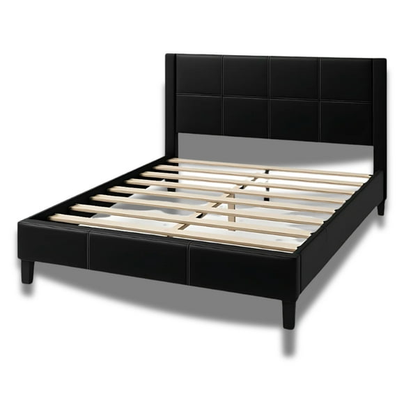 Modern Platform Bed Frame with Headboard, Sturdy Metal Twin Bed, Faux Leather, No Box Spring Needed, Easy Assembly – Perfect for Kids, Teens, Guest Room, Dorm, or Small Spaces