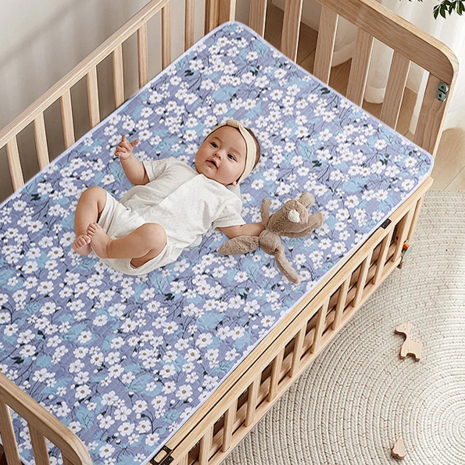Merryso Waterproof Washable Bed Pad 59x39.37 Inches - Absorbent Non-Slip for Elderly & Ki-ds Bedwetting
