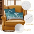 thumbnail image 6 of Nautical Anchor Teal Green Outdoor Pillow Covers 16x16 Set of 2,Waterproof Patio Throw Pillowcase Protectors,Coastal Ocean Ombre Striped Decorative Pillow Shams Cushion Covers for Seat Bed Couch Sofa, 6 of 8