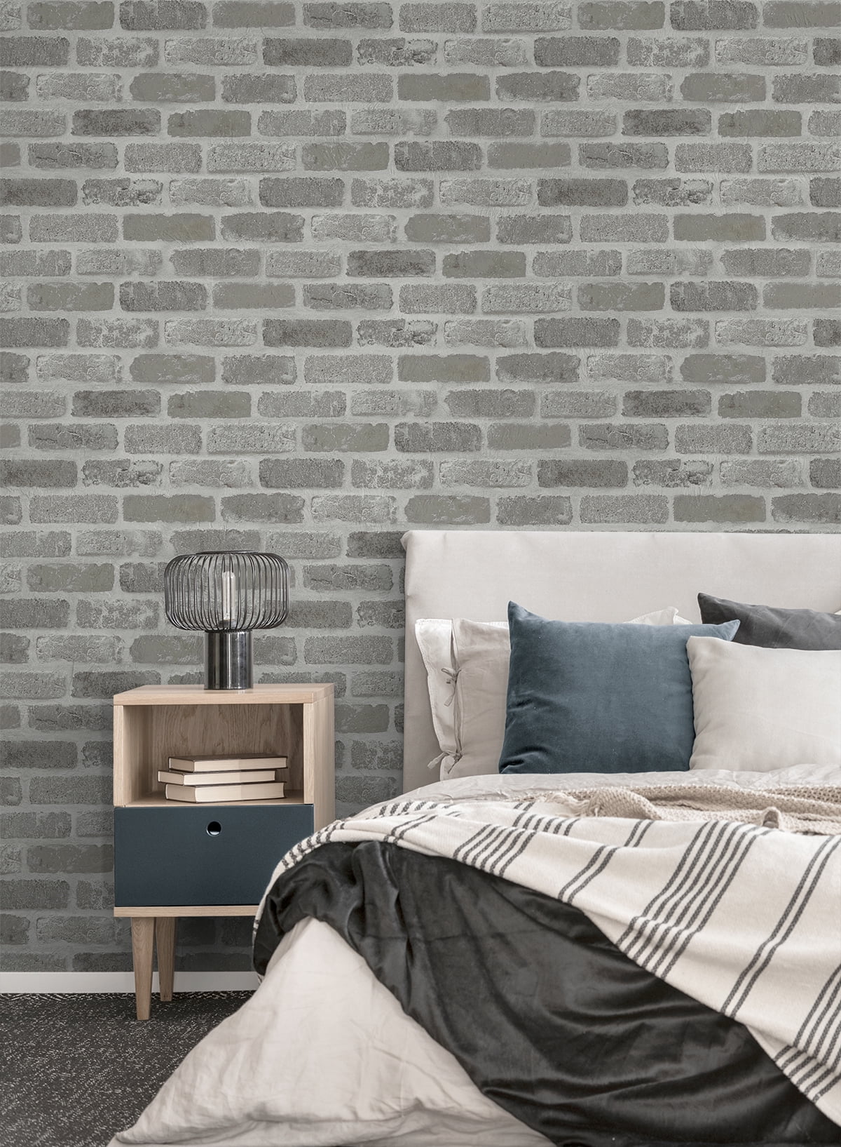 NextWall  Washed Brick Peel and Stick Removable Wallpaper Pumice Stone