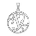 thumbnail image 1 of FB Jewels Sterling Silver Rhodium-plated Fancy Script Initial Y Charm, 1 of 4