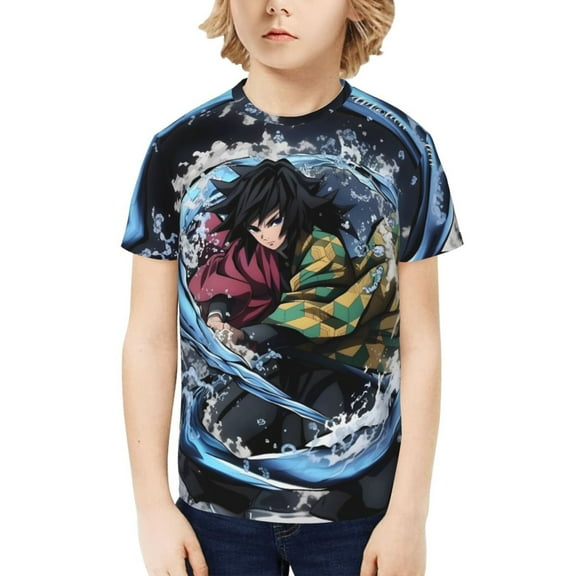 Demon Slayer Giyu Tomioka Kids T-Shirt 3d Printed Graphic T-Shirts Boys And Girls Short Sleeve Shirts For Youth Kids X-Small