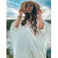 thumbnail image 3 of EDOLYNSA Women's White Kaftan Maxi Dress Loose Fit Frock Dress Plus Size Kimono Dress, 3 of 8