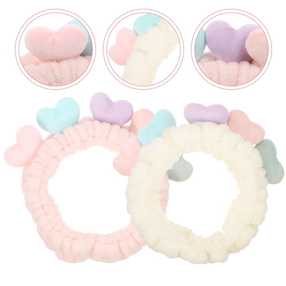 PAMINGONO Fluffy Headband for Women Heart Shaped Cloth 2Pcs 7.86X3.14X1.97in