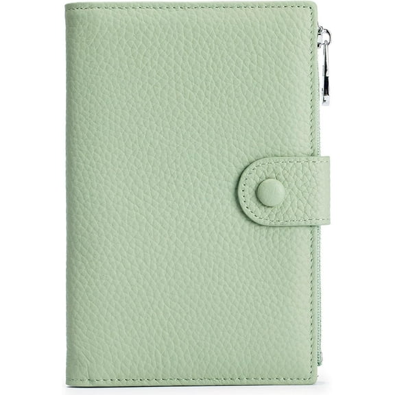 Leather Passport Wallet for Women, Slim RFID Blocking Passport Holder, Compact Travel Wallet with Zippered Coins Pocket and SIM Slots, Ladies Passport Cover