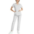 thumbnail image 6 of MLQIDK Scrub Sets for Woman Plus Size Nursing Top Stretchy V-Neck Scrub Pants and Tops Medical Uniforms Scrub Joggers with Pockets White XL, 6 of 6