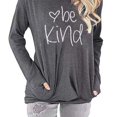 thumbnail image 2 of Blusa estampada con cuello redondo y detalle de bolsillo para una comodidad informal, talla S, camiseta de manga larga gris oscuro para mujer, 2 of 6