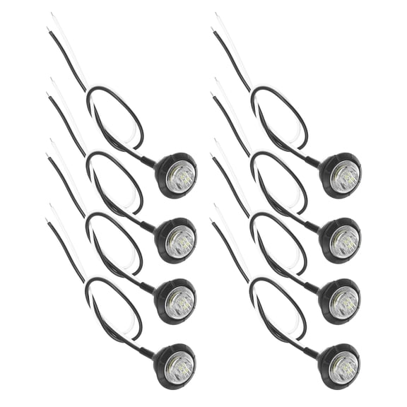 Unique Bargains Truck LED Trailer Lights 24V Plastic Round Waterproof Marker Lights White 8 Pcs