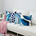 thumbnail image 5 of Juego de 4 fundas de almohada con lunares de mármol azul marino, textura del mar, cojín de lino y algodón, fundas de almohada cuadradas para sofá y dormitorio de 18x18 pulgadas, 5 of 5