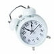 thumbnail image 4 of Reloj despertador de 3 pulgadas con dos campanas, moderno, de metal, mecánico, con timbre para mesita de noche, despertador silencioso a pilas, color blanco, 4 of 12