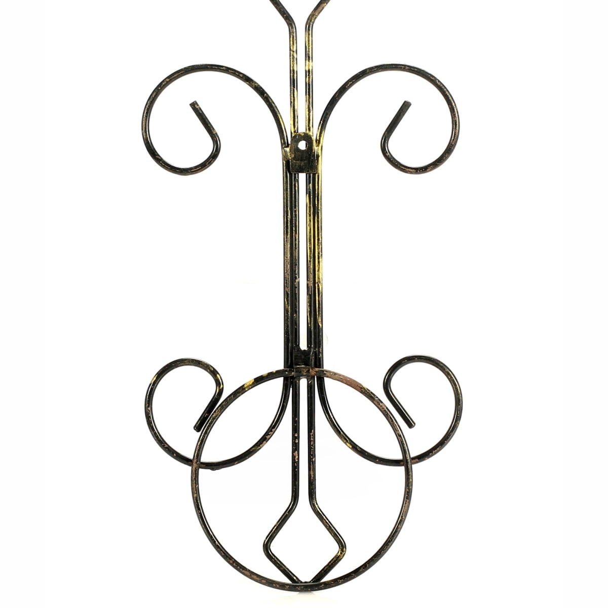 16" Single Pot Cast Metal Crest Wall Planter   Black Gold Hanging Flower Pot for Indoor Outdoor Home Decor