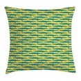 thumbnail image 1 of Gator Throw Pillow Cushion Cover, Repetitive Doodle Style Drawing of Crocodile Pattern Predator Animal, Decorative Square Accent Pillow Case, 20" X 20", Teal Mustard and Pale Ruby, by Ambesonne, 1 of 2