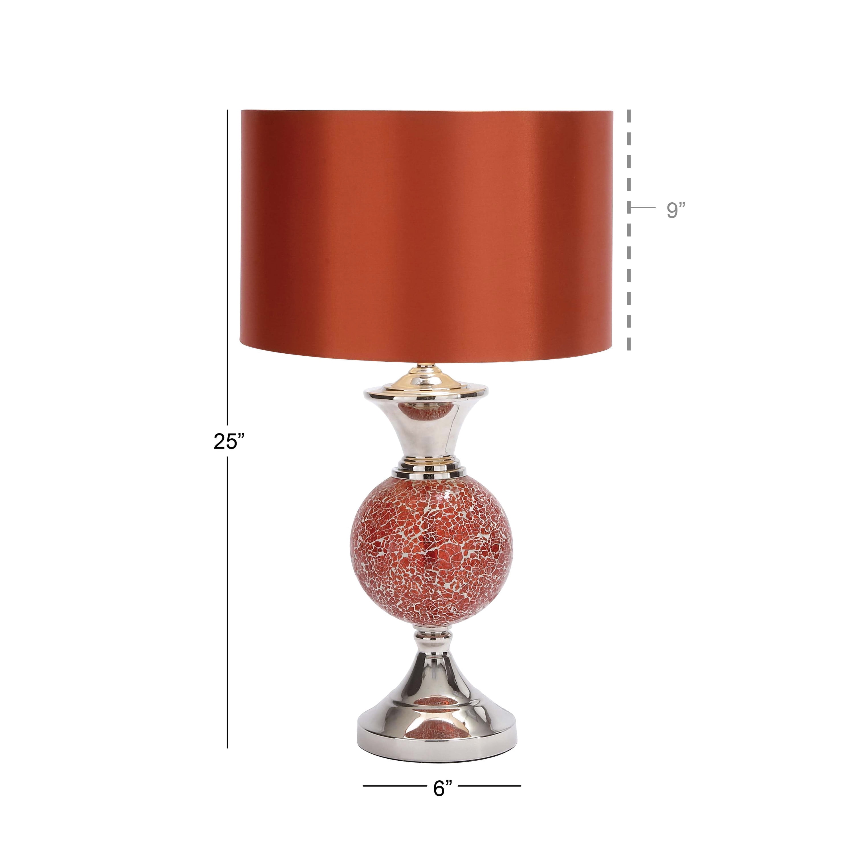 DecMode Red Glass Glam Table Lamp 25", Set of 2